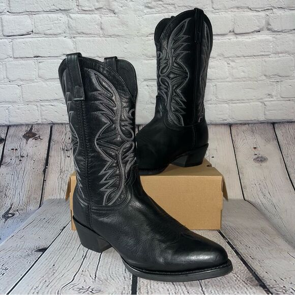 ✅SOLD✅ Laredo Western Birchwood Black Leather Cowboy Boots Size 10.5 - Picture 4 of 17